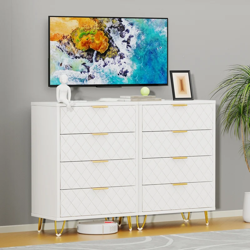 Nachtkastje – Bedkastje – Ladekast – Bijzetkast – Opbergkast – Vier Vakken – Compact 60x34x91,5 cm – Modern Europees Design – Eenvoudig Te Monteren