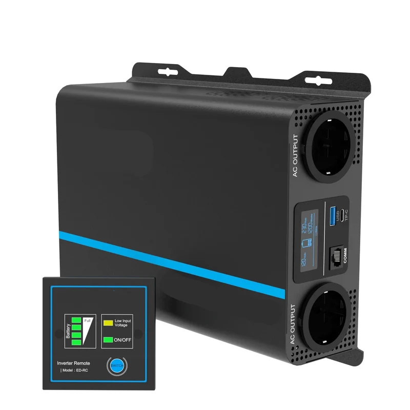 Zuivere Sinusgolf Omvormer – Stroomomzetter – Inverter – 12V Naar 220V – 1200W Continu Vermogen – Dubbele USB Poorten
