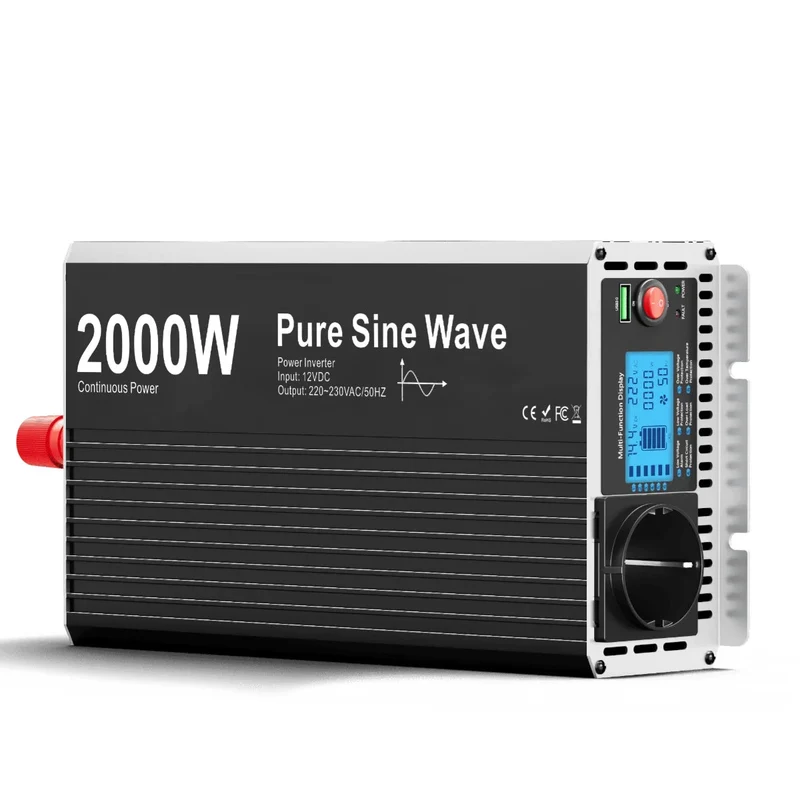 Zuivere Sinus Omvormer – Stroomomvormer – Pure Sinus Inverter – 4000W – USB Poort – Veiligheidsbescherming - 24V