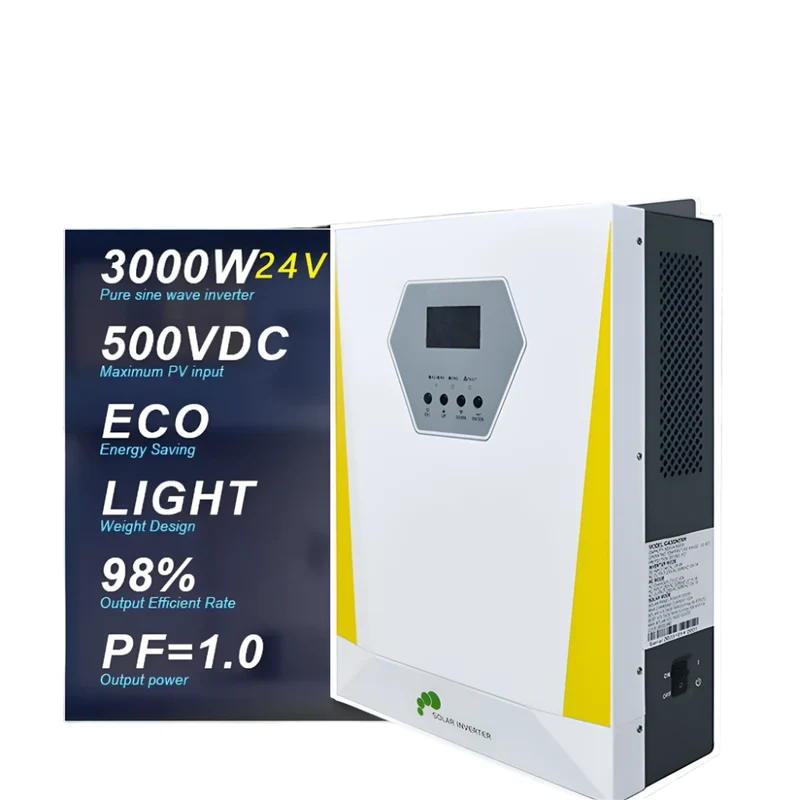 Zonneomvormer – Solar Omvormer – Hybride Omvormer – MPPT Laadregelaar – 3000W Vermogen – Pure Sinusgolf Output - 24V