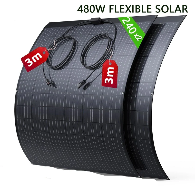 Flexibel Zonnepaneel Set – Lichtgewicht Zonnepanelen – Weerbestendig Zonnepaneel – Outdoor Zonne-energie – 480W Vermogen – IP67 Bescherming