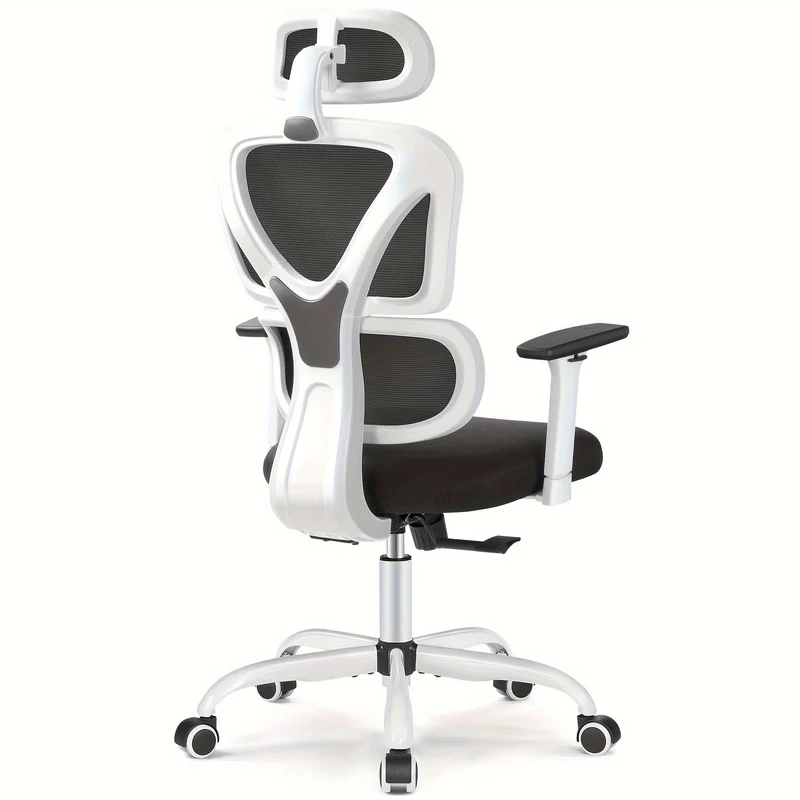 Bureaustoel – Kantoorstoel – Office Chair – Gamingstoel – Ergonomische Stoel – Verstelbare Lendensteun – Hoogteverstelbaar – Met Hoofdsteun – Belastbaar Tot 150 kg – Memory Foam Zitting – Wit