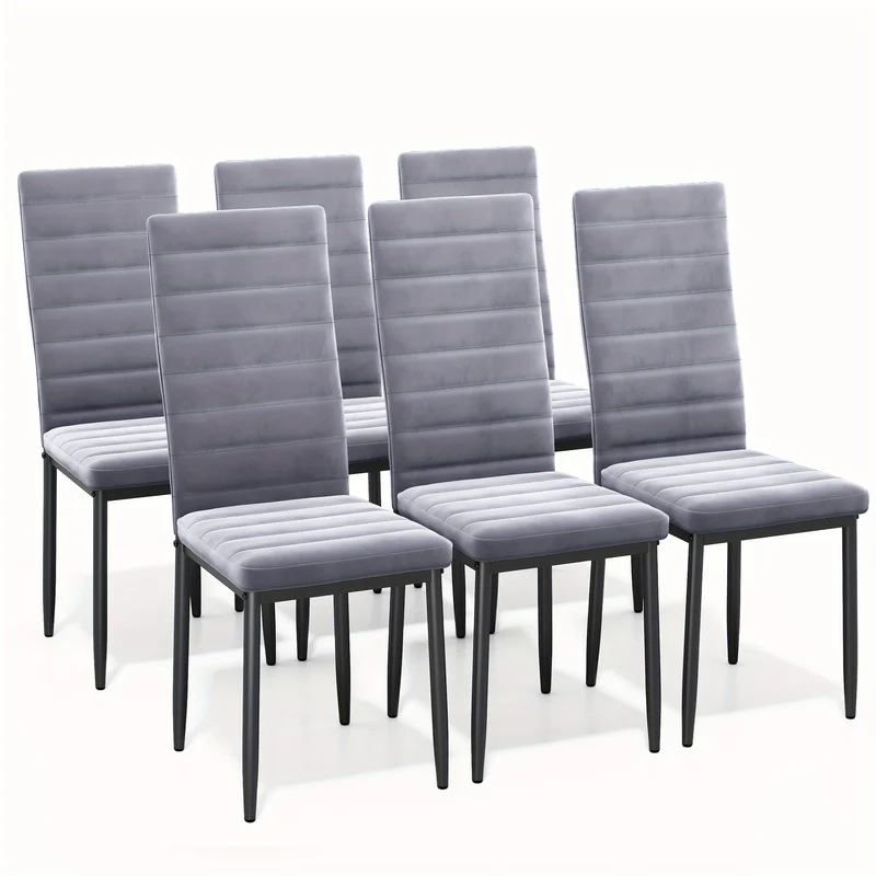 Eetkamerstoelen – Stoelen Set – Luxe Stoelen – Velours Stoelen – Design Stoelen – Lichtgrijs Velvet – Stevige Rugleuning – Eenvoudig Schoon Te Maken