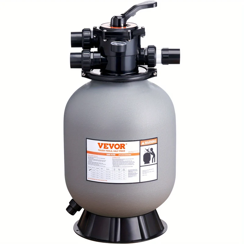 Zandfiltersysteem – Zwembadfilter – Zandfilterpomp – Waterfilter – Filterinstallatie – 65 GPM Capaciteit – 7-Weg Meerportskraan – Duurzame Kunststof Behuizing – Transparant Deksel