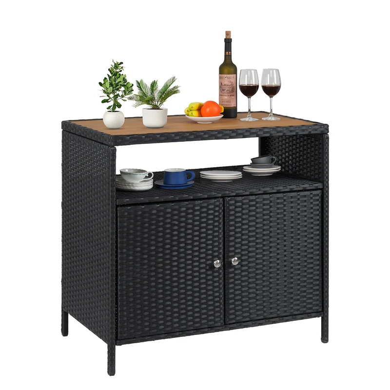 Opbergkast Buiten – Buitenopberger – Tuinkast – Tuinopslag – Terrasopberger – Rattan & Metalen Frame – Weerbestendig & Ruim