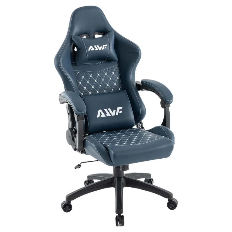 Gamingstoel – Bureaustoel – Gamestoel – Computerstoel – Ergonomische Stoel – Pocketvering Zitting – Inklapbare Voetensteun – Linkage Armleuningen – Hoge Rugleuning – RGB Cyaan