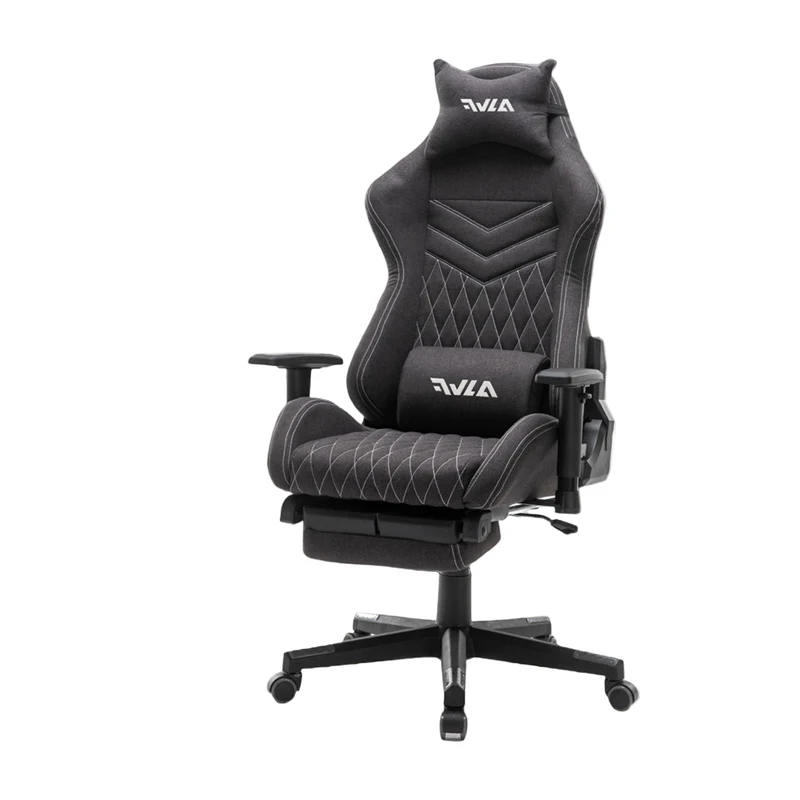 Gamingstoel – Gamestoel – Gaming Chair – Game Stoel – Bureaustoel – Ademend Stof – Pocketveer Zitting – Verstelbare Voetsteun – Opbergtas – Zwart