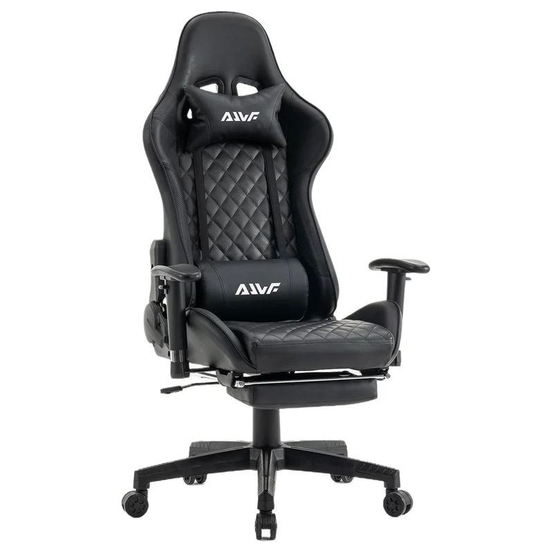 Gamingstoel – Gamestoel – Gaming Chair – Bureaustoel – Game Stoel – Verstelbare Rugleuning – Draaibaar – Ergonomisch – Met Nekkussen & Lendensteun – Zwart