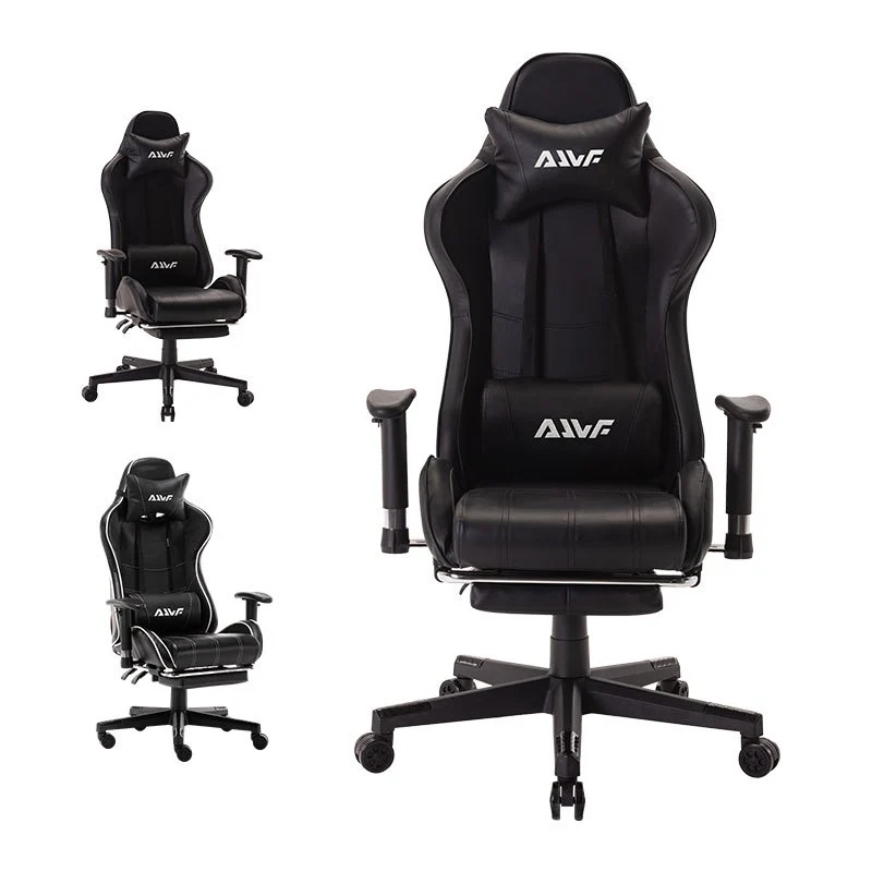 Gamingstoel – Gamestoel – Gaming Chair – Game Stoel – Bureaustoel – Ergonomische Lendesteun – Verstelbare Rugleuning met Voetensteun – Zwart PU Leer