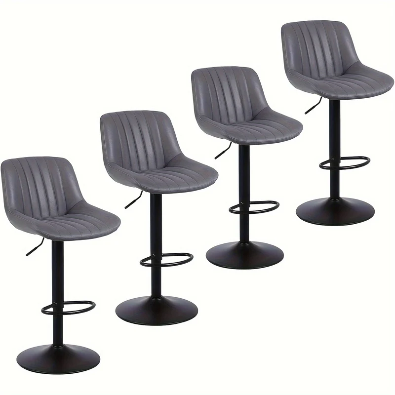 Barkrukken – Barstoelen – Krukken – Keukenstoelen – Ontbijtbarstoelen – Set Van 4 – Verstelbare Zithoogte – 360° Draaibaar Met Rugleuning