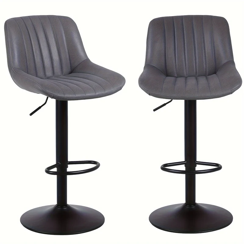 Barstoelen – Barkrukken – Keukenstoelen – Ontbijtstoelen – Draaibare Barstoelen Set 2 Stuks – Verstelbare Zithoogte – PU Leren Bekleding