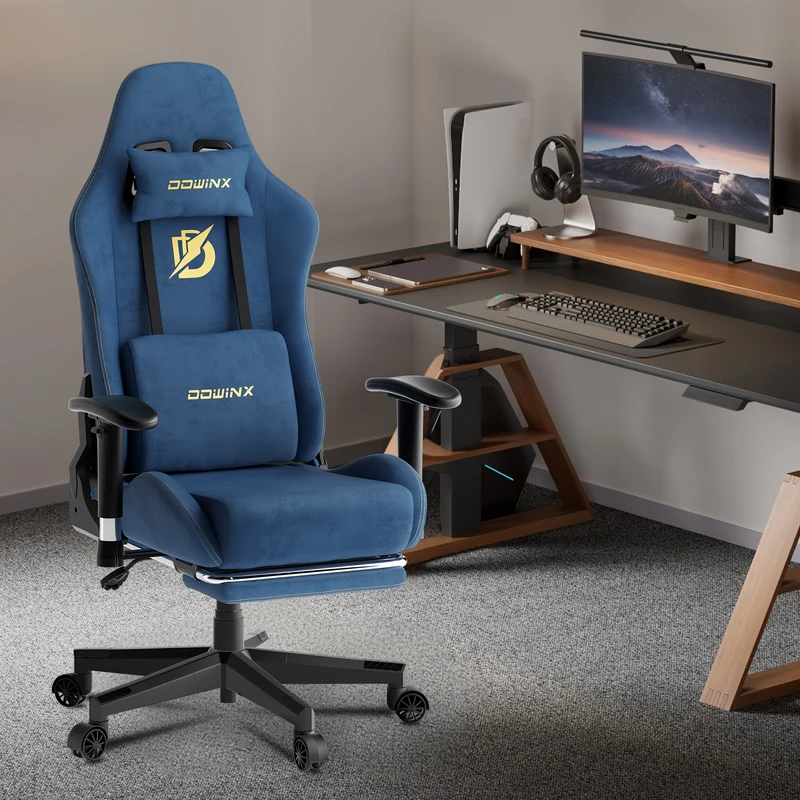 Gamingstoel – Gamestoel – Bureaustoel – Werkstoel – Ergonomische Stoel – Fluweelzachte Suède Bekleding – Verstelbare Rugleuning 90°-165°