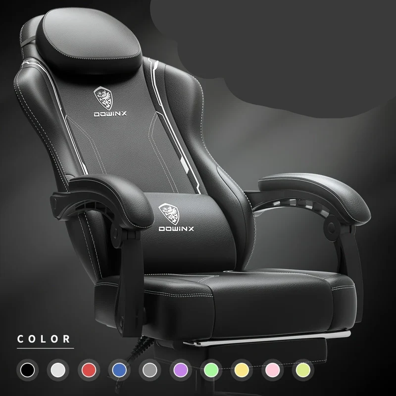 Gamingstoel – Gaming Chair – Bureaustoel – Gamestoel – Computergame Stoel – Ergonomische Lendensteun – Kunstleren Bekleding – 150 KG Draaggewicht – Brede Rugleuning – Zwart