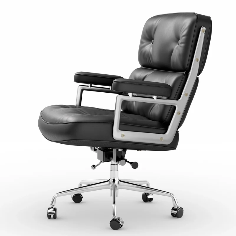 Bureaustoel – Bureaustoel Ergonomisch – Bureaustoel Lederen – Bureaustoel Comfortabel – Bureaustoel Verstelbaar – Echt Leer – Aluminium Frame