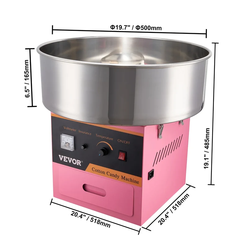 Suikerspinmachine – Suikerwolkenmaker – Suikerspinmaker – Feestmachine – Roestvrijstalen Kom – 500 Watt – Inclusief Suikerlepel