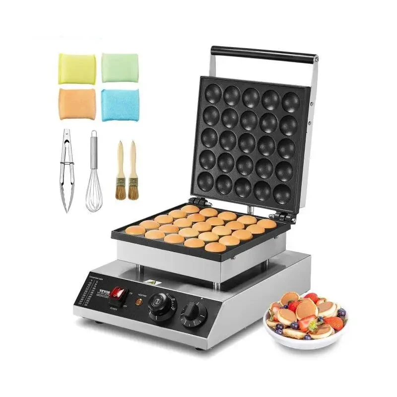 Mini-Pannenkoekenmaker – Mini-Wafelijzer – Dorayaki Maker – Kleine Pannenkoekenmachine – 25 Bakvormpjes – 500W Vermogen – Temperatuurinstelbaar