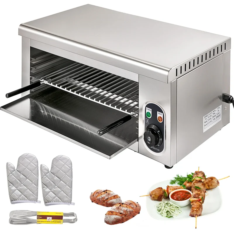 Salamander Grill – Elektrische Grill – Grilloven – Bovenverwarmer – Roestvrij Staal – Temperatuurregelaar 50-300°C – Verstelbaar Rooster