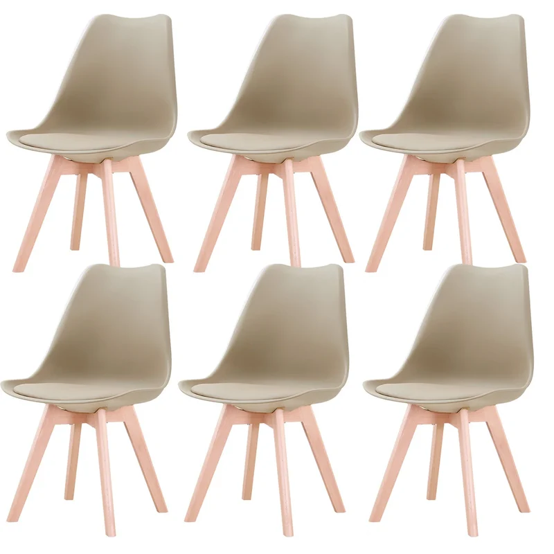 Eetkamerstoelen – Stoelen – Dining Stoelen – Set Van 6 – Kunstleer Bekleding – Beukenhouten Poten – 120 Kg Draagkracht