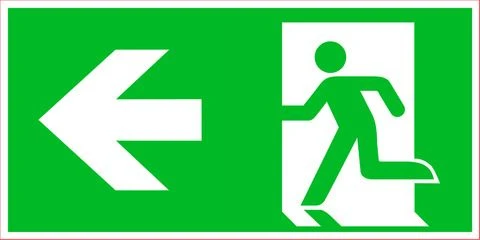 Pickup pictogram vluchtweg linksaf 300x150mm