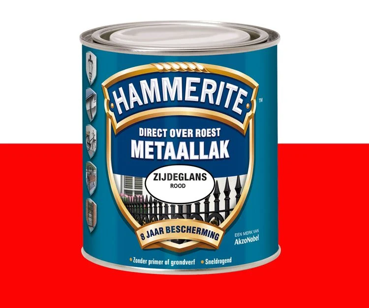 Hammerite metaallak zijdeglans rood 750ml