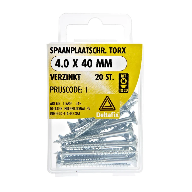 Deltafix spaanplaatschroef platkop 3x16mm 60st