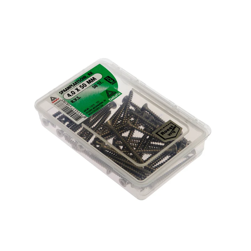 Deltafix spaanplaatschroef pozidrive platkop 4x50mm 50st