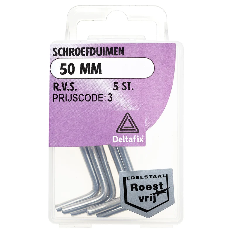 Deltafix schroefduim RVS 50mm 5st