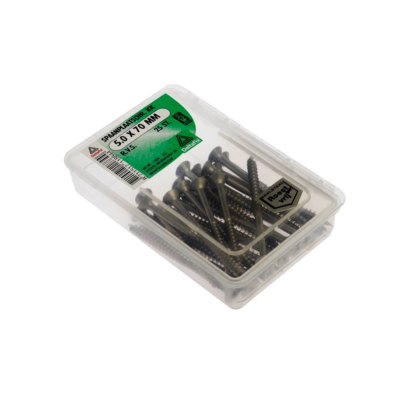 Deltafix spaanplaatschroef pozidrive platkop 5x70mm 25st