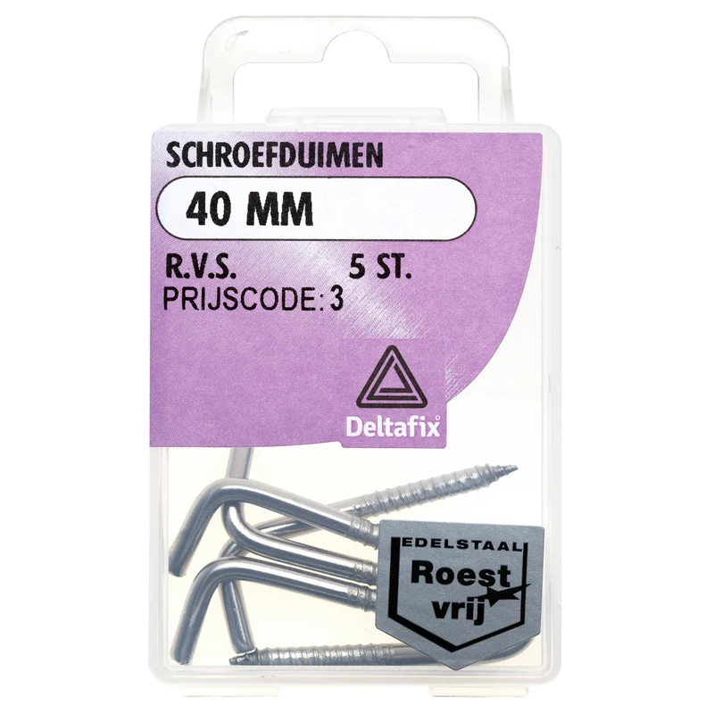 Deltafix schroefduim RVS 40mm 5st