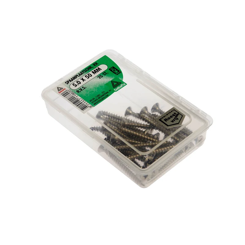 Deltafix spaanplaatschroef pozidrive platkop 5x50mm 25st