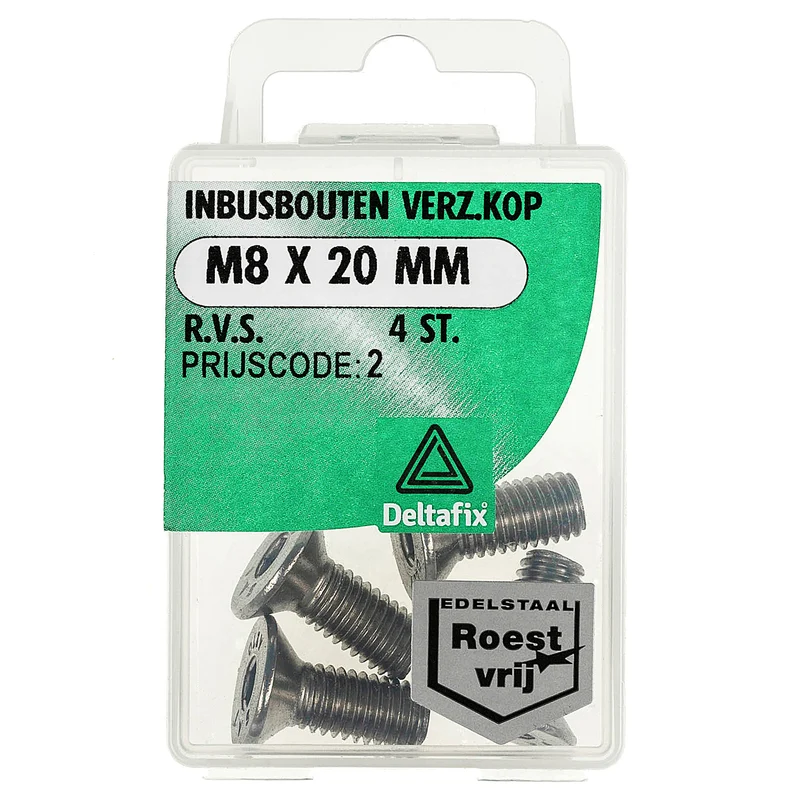 Deltafix inbusbout RVS M8x20mm 4st