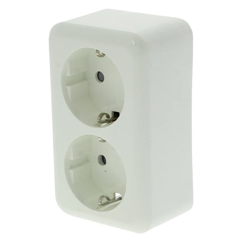Q-Link Exo opbouw stopcontactdoos 2-voudig kinderbeveiliging randaarde wit