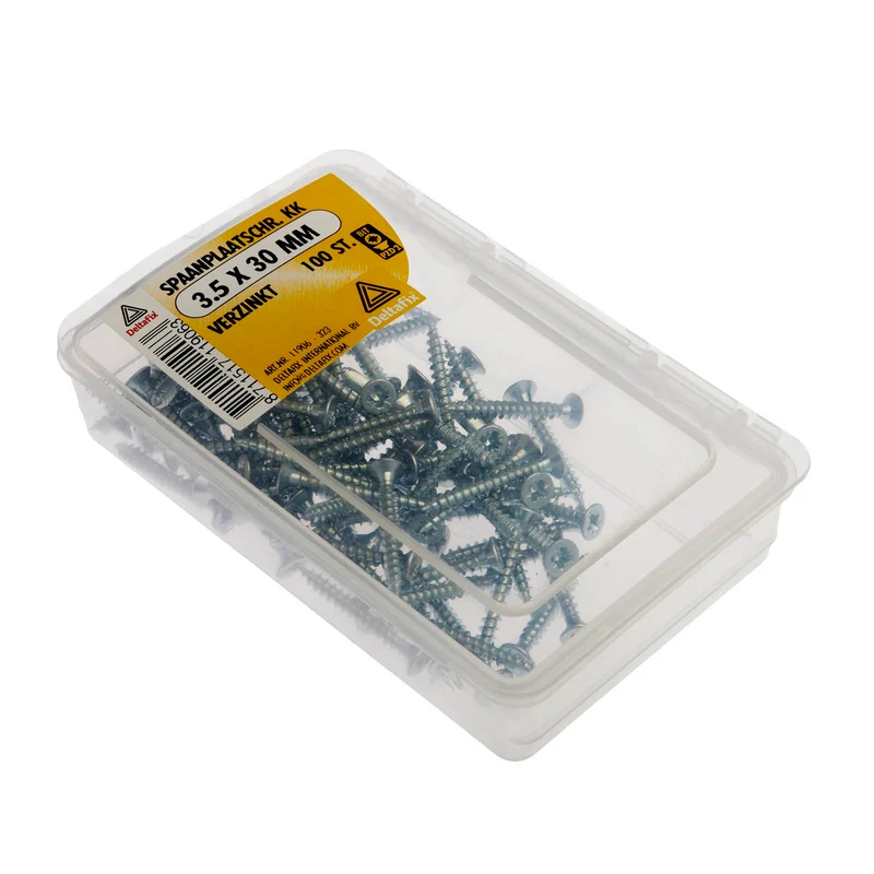 Deltafix spaanplaatschroef pozidrive platkop 3,5x30mm 100st