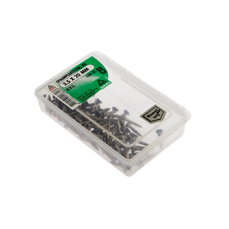 Deltafix spaanplaatschroef pozidrive platkop 3,5x20mm 100st