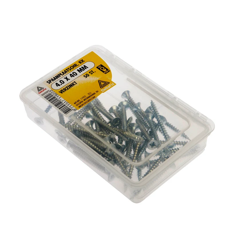 Deltafix spaanplaatschroef pozidrive platkop 4x40mm 50st