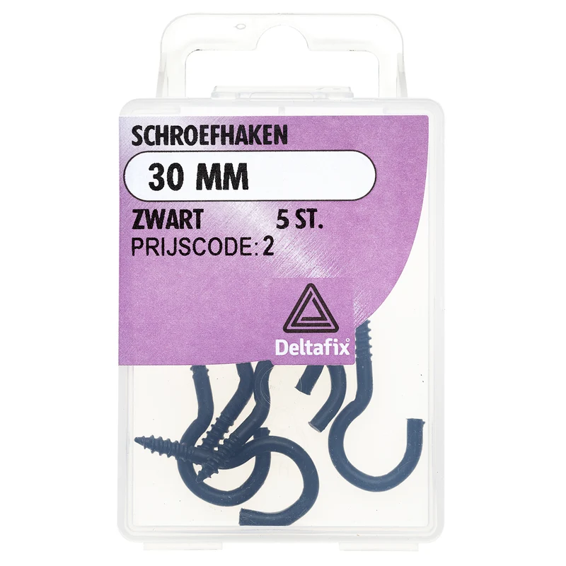 Deltafix schroefhaak gecoat metaal zwart 30mm 5st