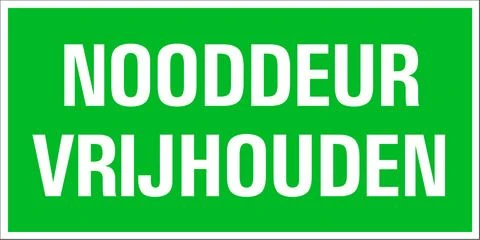 Pickup pictogram vluchtweg nooddeur vrijlaten 300x150mm