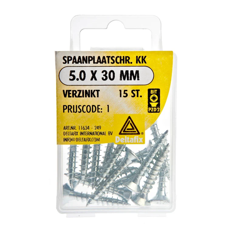 Deltafix spaanplaatschroef pozidrive platkop 5x30mm 15st
