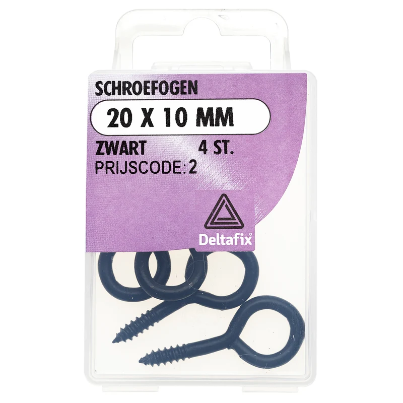 Deltafix schroefoog gecoat metaal zwart 20x10mm 4st