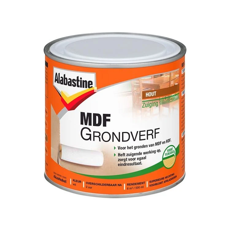 Alabastine MDF grondverf lak mat wit 500ml