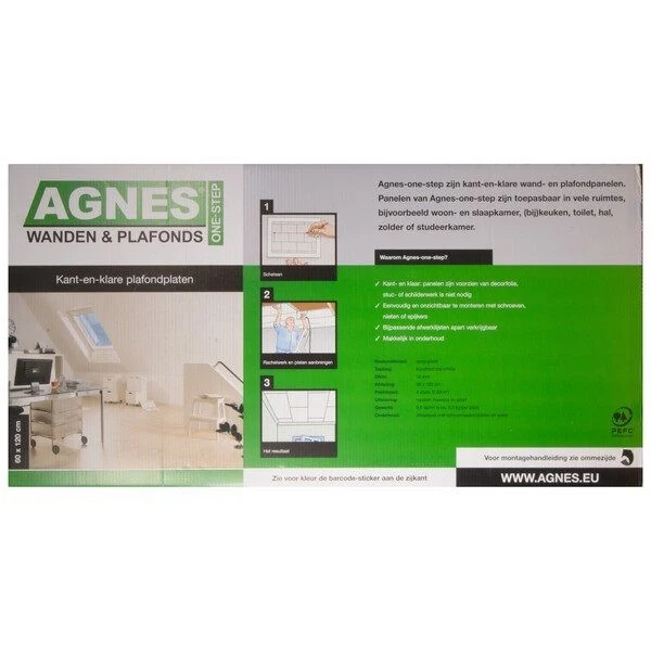 Agnes plafondplaat wit stuc 120x60x1,2cm 4st