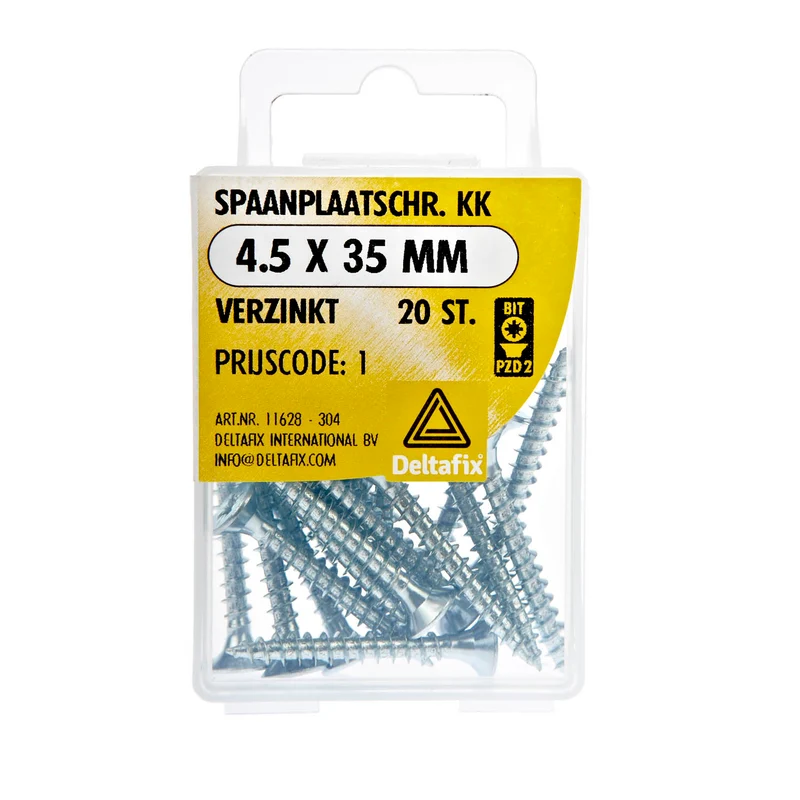 Deltafix spaanplaatschroef pozidrive platkop 4,5x35mm 20st