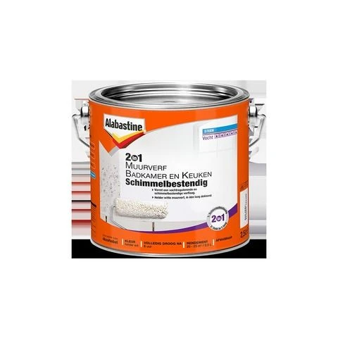 Alabastine 2in1 Muurverf lak mat helder wit 2,5l