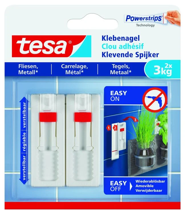 Tesa Powerstrips klevende spijker rechthoek kunststof wit 2st