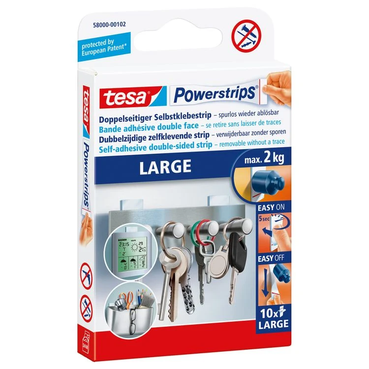 Tesa Powerstrips kleefstrip large rechthoek kunststof wit 10st