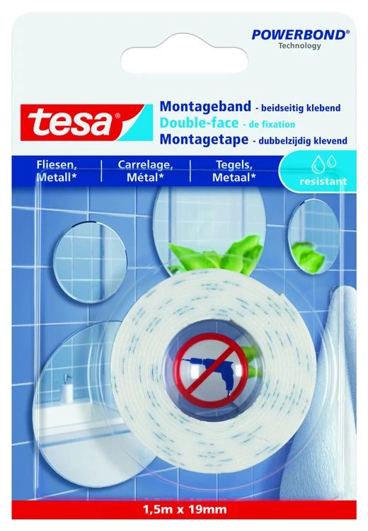 Tesa montagetape wit 19mm 1,5m