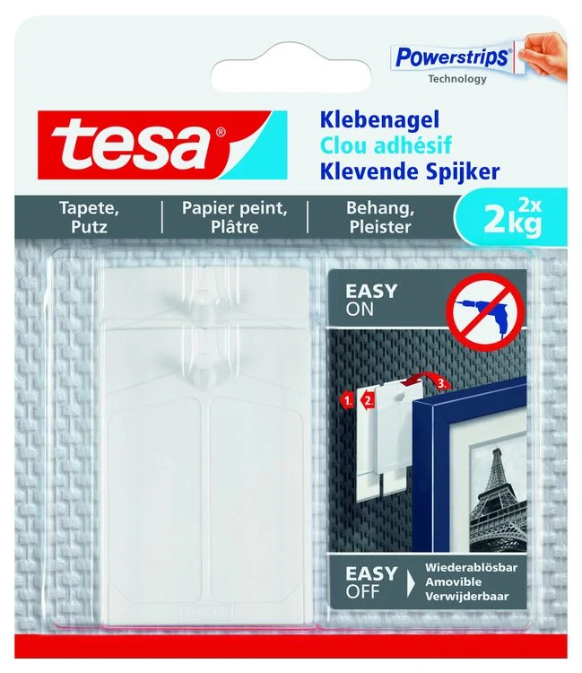 Tesa Powerstrips klevende spijker rechthoek kunststof wit 2st