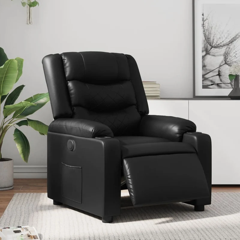 Elektrisch Verstelbare Relaxstoel – Elektrische Fauteuil – Relax Fauteuil – Verstelbare Stoel – Elektrische Loungestoel – Zwart Kunstleer – Verstelbaar Tot 135 Graden