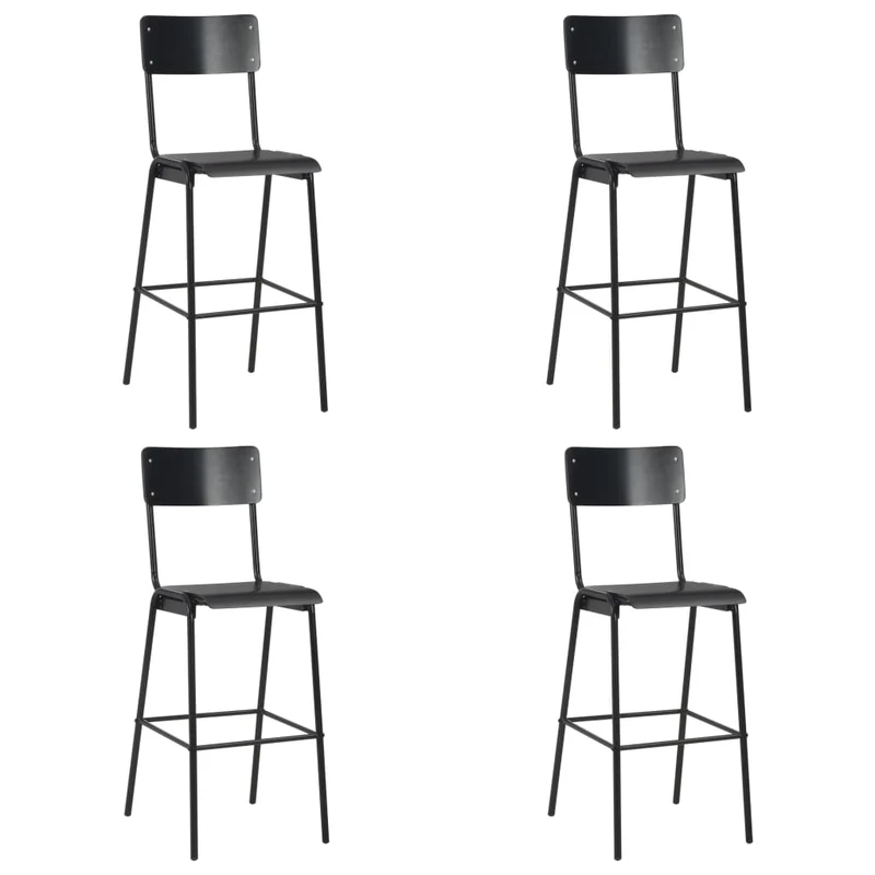 Barstoel – Barkruk – Barstoel Kruk – Barkrukken Set – Barstoelen – Set Van 4 – Multiplex Zitting – Stalen Poedergecoat Onderstel