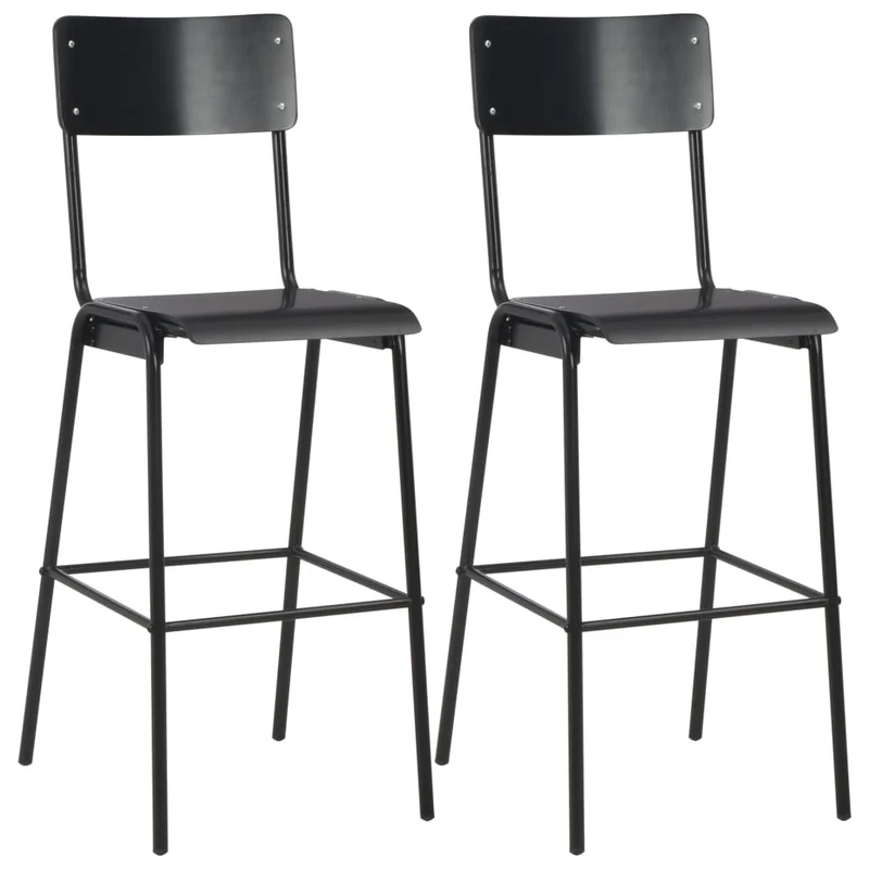 Barstoel – Barkruk – Barkrukken – Barstoelen – Kruk – Set van 2 – Massief Multiplex Zitting – Gepoedercoat Stalen Poten